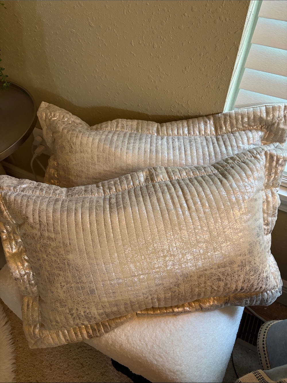 Luxurious Metallic Cream Decorative Pillow - Elegant Home Accent